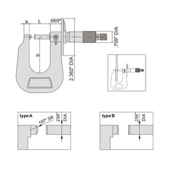 Insize Sheet Metal Micrometer 0-1" Range Series 3263-1 - Twin Eagle Imports