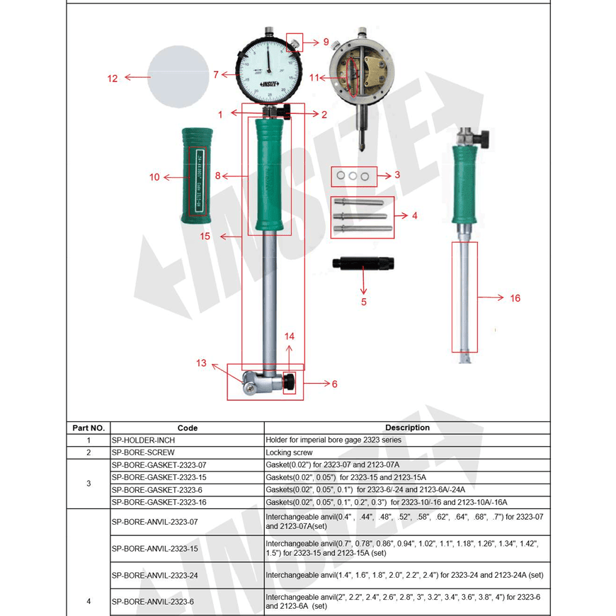 Insize SP BORE GAUGE ANVIL 2323-6 Interchangeable Anvil for 2323-6 & 2123-6A - Twin Eagle Imports