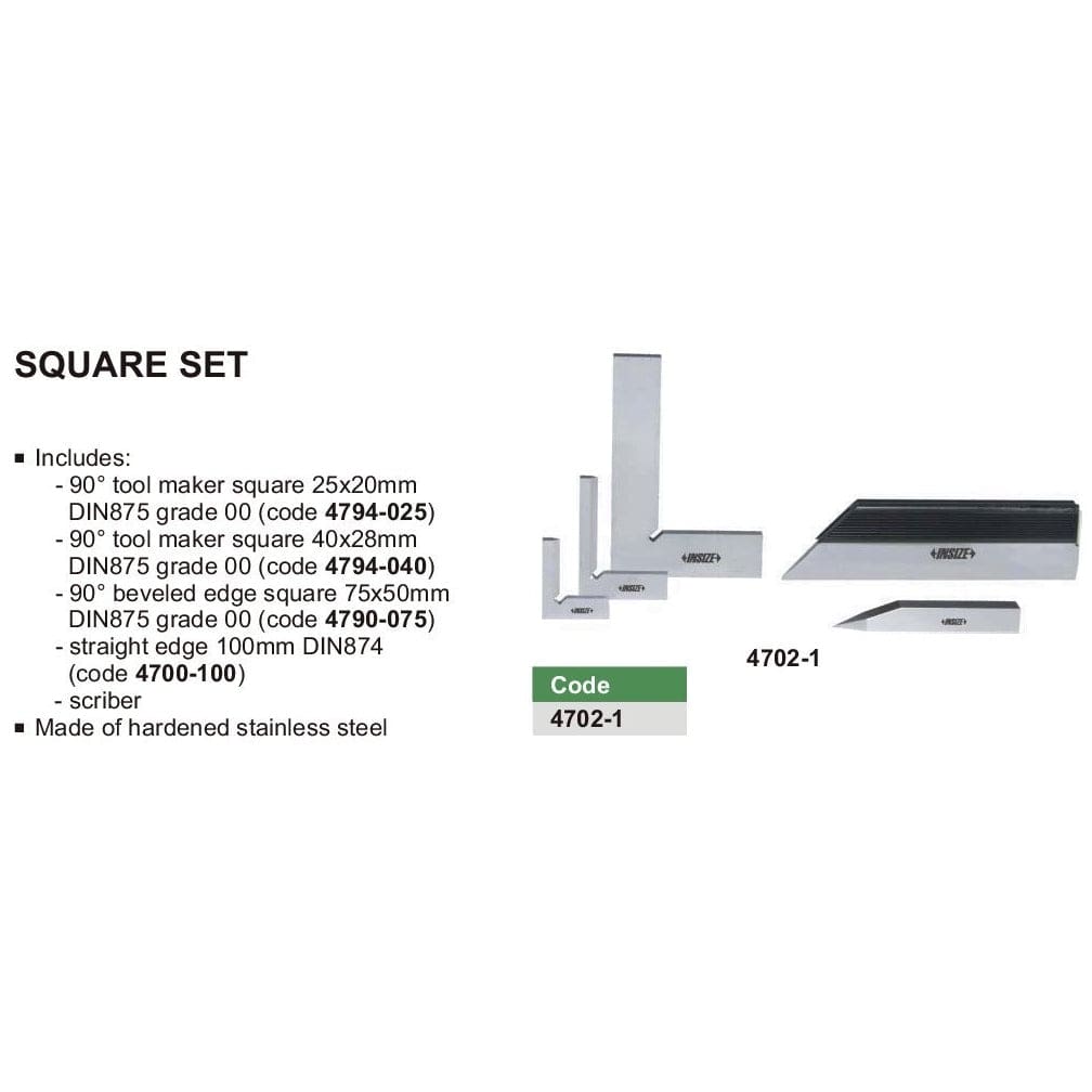 Insize Square Set Range Series 4702-1 - Twin Eagle Imports