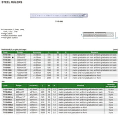 Insize Stainless Steel Ruler 200mm/8" Range Series 7110-200 - Twin Eagle Imports