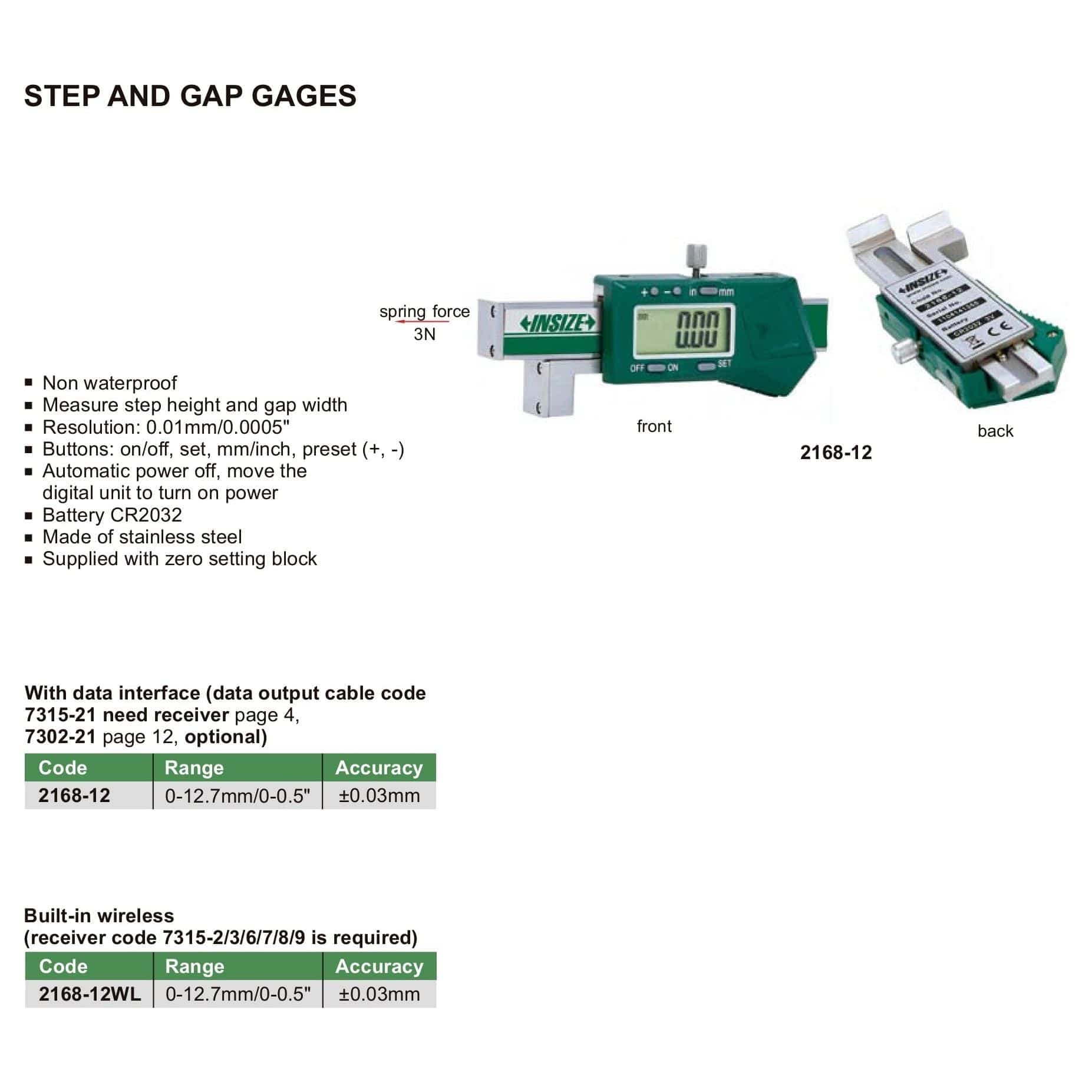 Insize Step & Gap Gauge 0-12.7mm/0-0.0.5" Range Series 2168-12 - Twin Eagle Imports