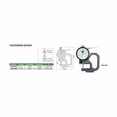 Insize Thickness Gauge 0-0.5" x 0.0005" Range Series 2364-055 - Twin Eagle Imports