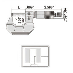 Insize Type B Cylindrical Anvil Micrometer 0-1" Range Series 3261-1B - Twin Eagle Imports