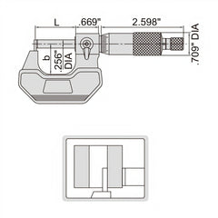 Insize Type D Cylindrical Anvil Micrometer 0-1" Range Series 3261-1D - Twin Eagle Imports