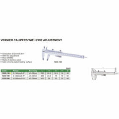 Insize Vernier Caliper 0-130mm/0-5" Range Series 1233-130 - Twin Eagle Imports