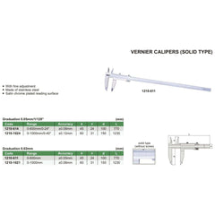 Insize Vernier Caliper 0-600mm Range Series 1210-611 - Twin Eagle Imports