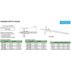 Insize Vernier Depth Gauge 0-200mm Range Series 1247-200 - Twin Eagle Imports
