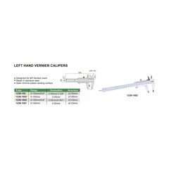 Insize Vernier Left Hand Caliper 0-150mm/0-6" Range Series 1239-1503 - Twin Eagle Imports