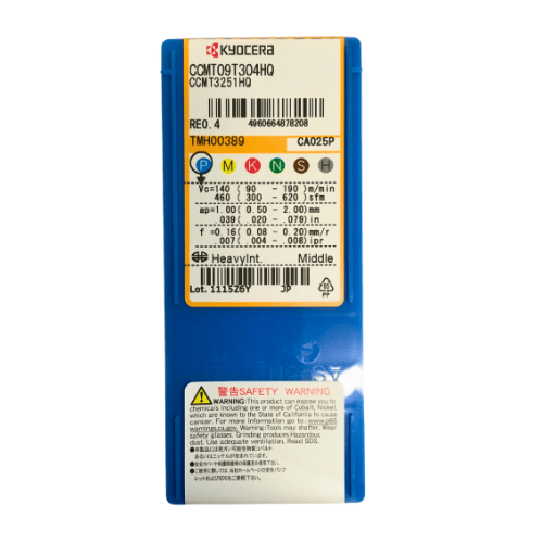 KYOCERA ASIA PACIFIC PTE LTD INSERTS 10pc Kyocera CCMT09T304HQ CA025P – Turning Insert (Finishing-Medium, HQ Chipbreaker)
