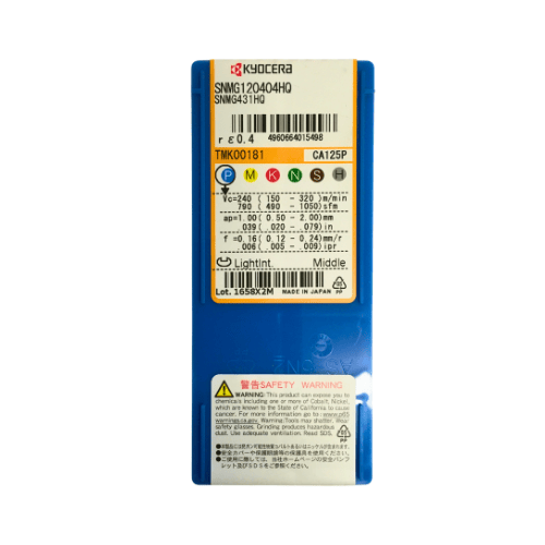KYOCERA ASIA PACIFIC PTE LTD INSERTS 10pc Kyocera SNMG120404HQ CA125P – Turning Insert (Finishing to Medium, HQ Chipbreaker)