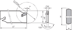 Kyocera KTKB26-3S 3.00 mm 110mm OAL Neutral Parting Toolholder - Twin Eagle Imports
