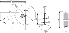 Kyocera KTKB32-2S 2.0-2.4mm 150mm OAL Neutral Parting Toolholder - Twin Eagle Imports