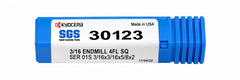 Kyocera SGS 30123 3/16" 4 Flute Bright Uncoated Long Carbide Square End Mill - Twin Eagle Imports