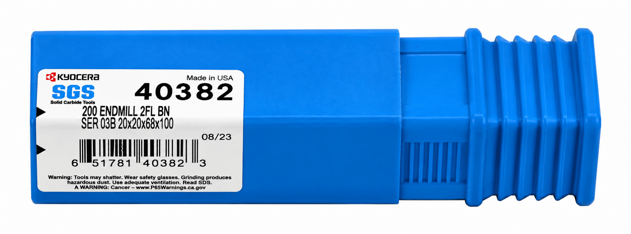 Kyocera SGS 40382 20mm 2 Flute Bright Uncoated Stub Carbide Ball Nose End Mill - Twin Eagle Imports
