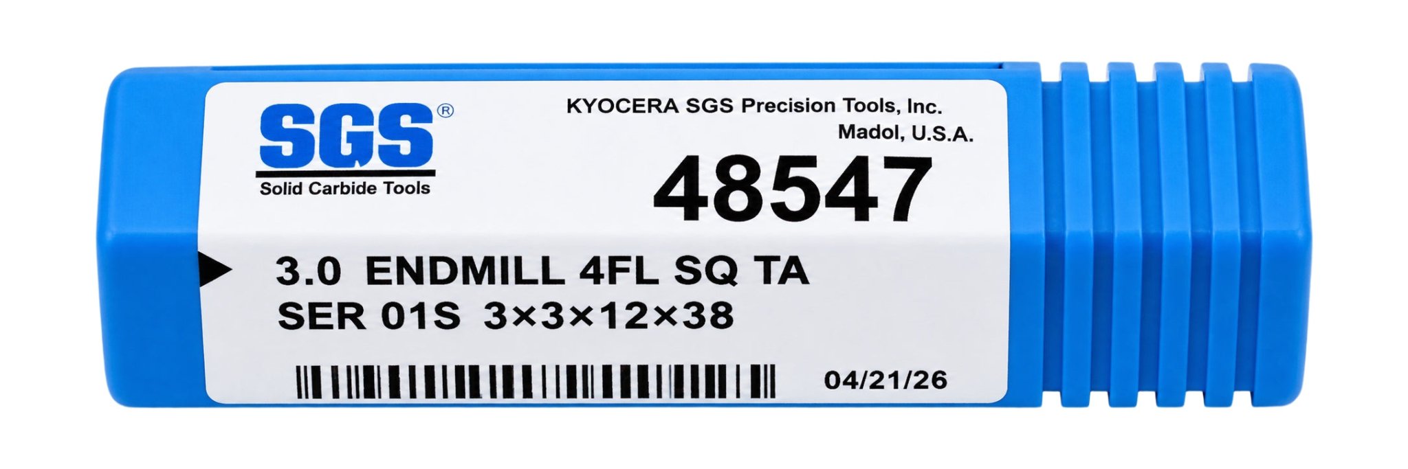 Kyocera SGS 48547 3mm 4 Flute Ti-NAMITE-A AlTiN Coated Carbide Square End Mill - Twin Eagle Imports