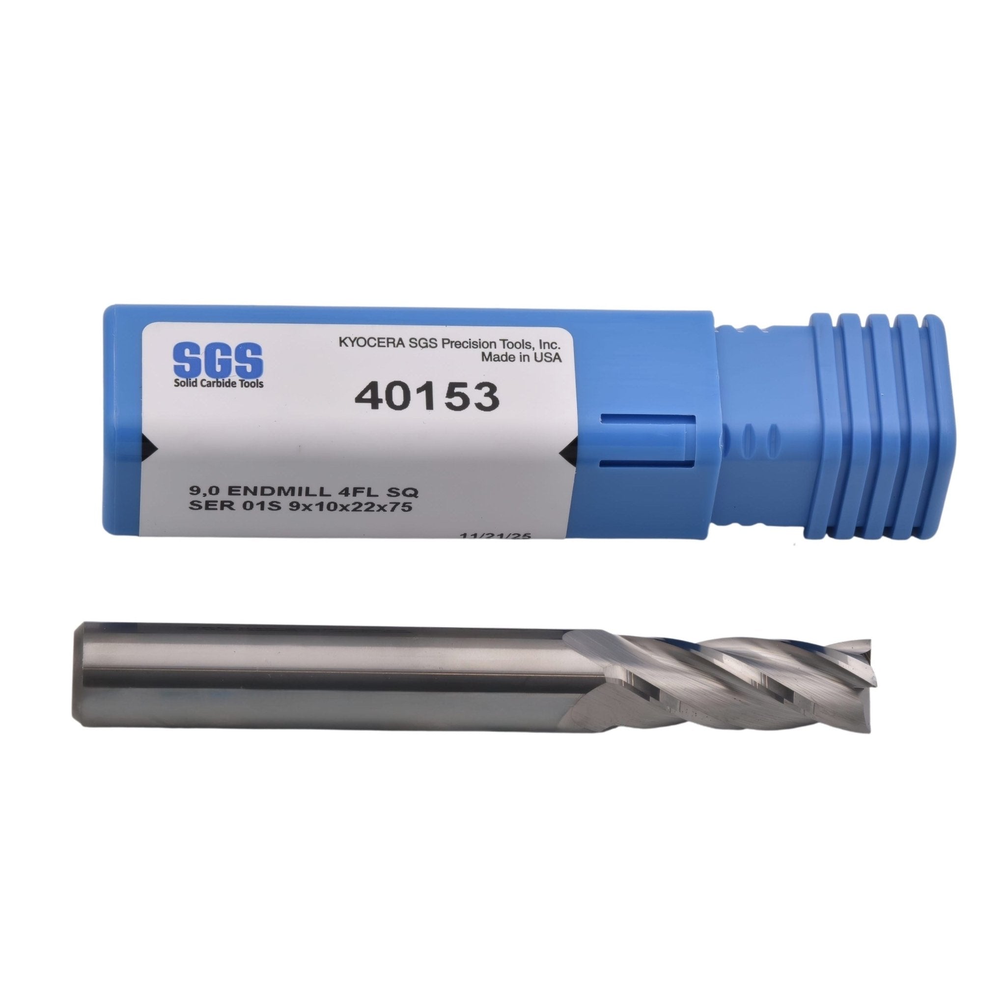 Kyocera SGS - 9.0mm 4 Flute Uncoated Carbide End Mill Short Series - Twin Eagle Imports