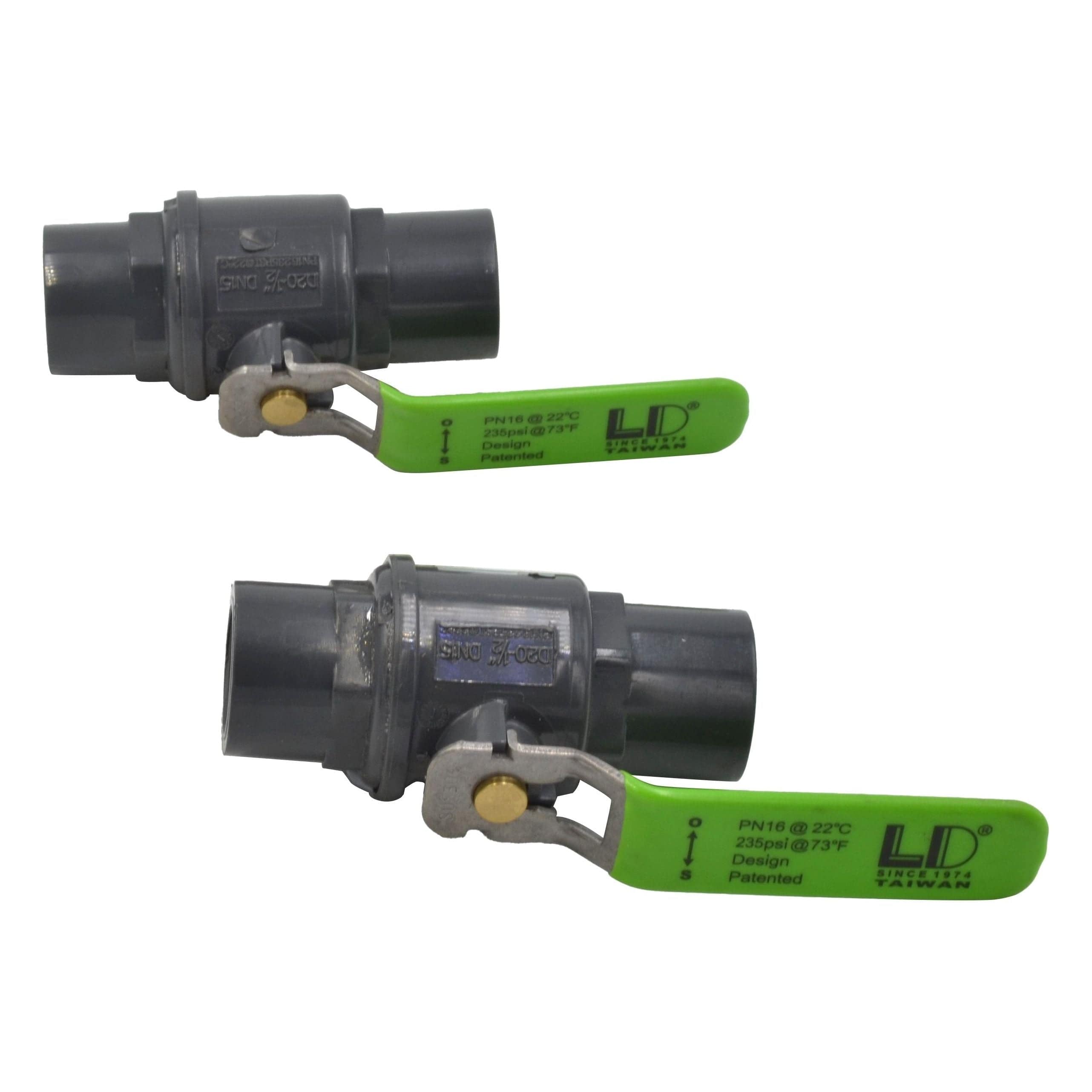 LD Valve Ball Valve x2 Piece 1/2" Industrial Quality Nylon Ball Valve 235 PSI F/F BSPT Thread