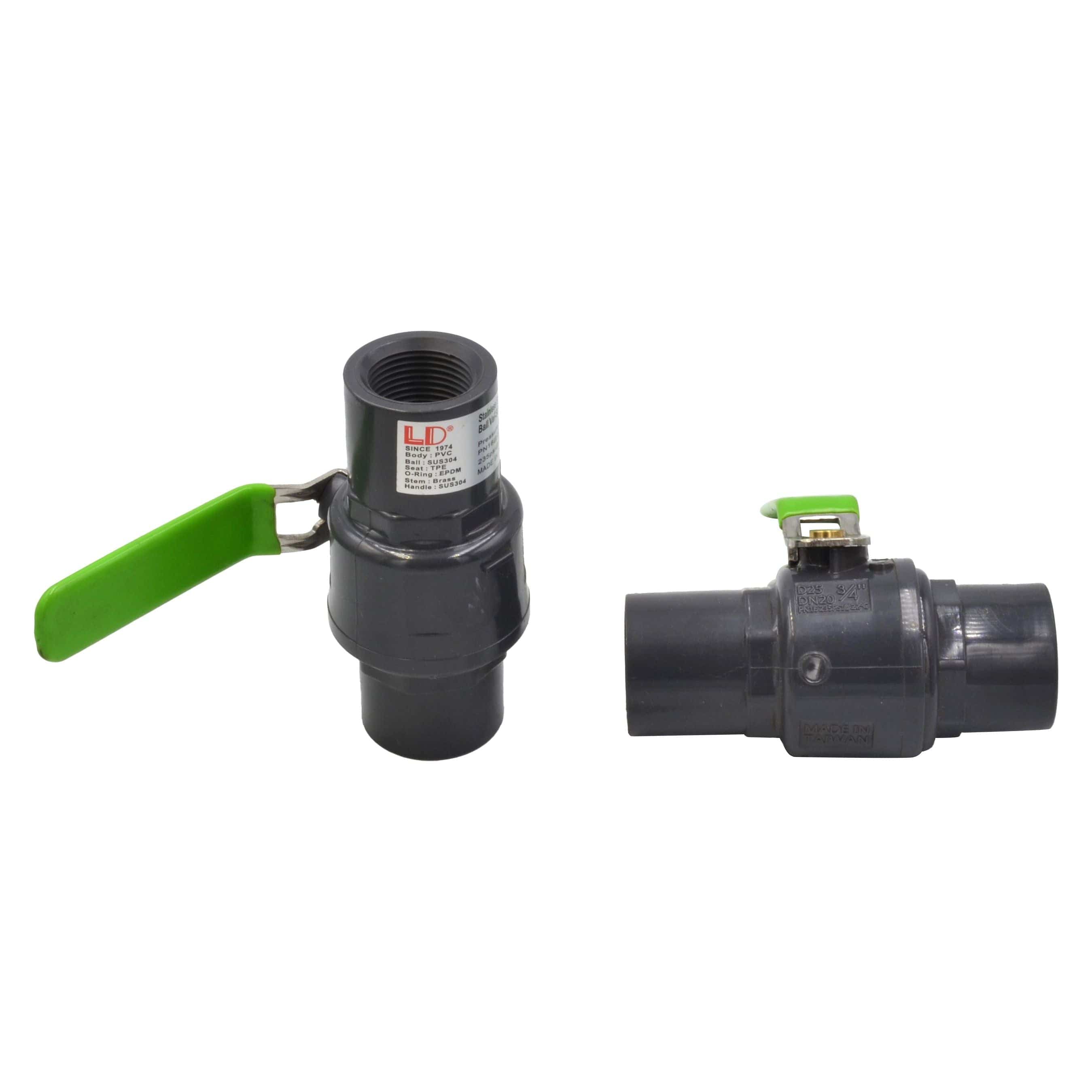 LD Valve Ball Valve x2 Piece 3/4" Industrial Quality Nylon Ball Valve 235 PSI F/F BSPT Thread