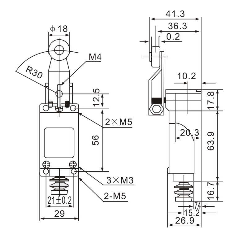 ME-8104 Micro Limit Switch with Adjustable Lever Roller Arm - Twin Eagle Imports