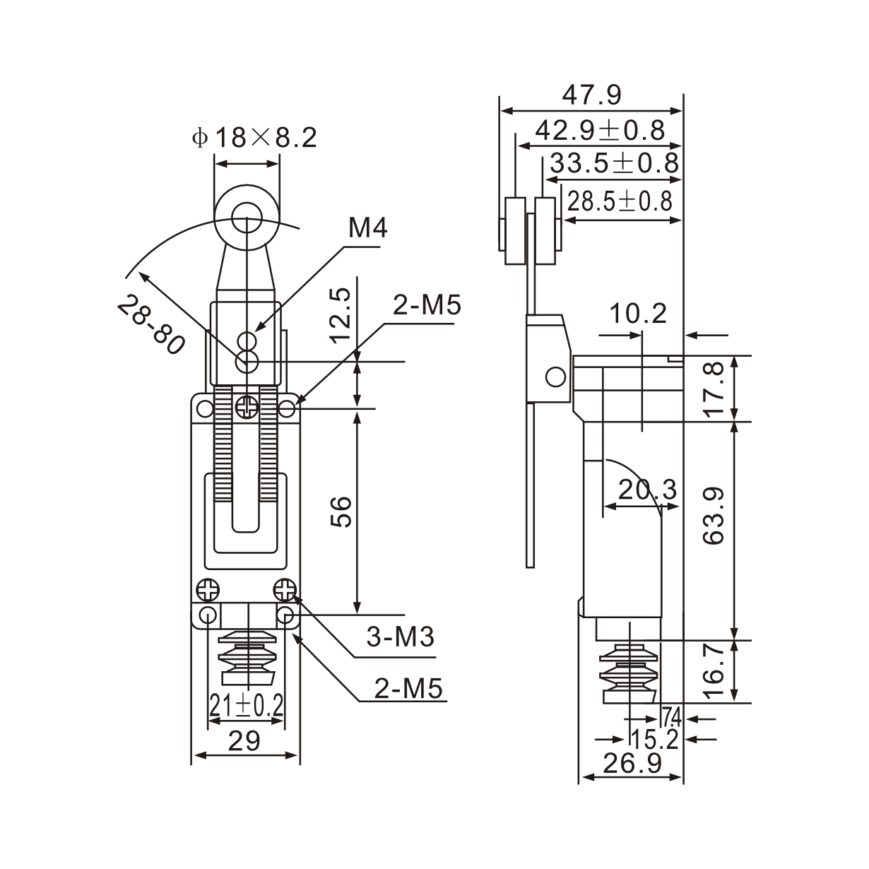 ME-8108 Rotary Adjustable Roller Lever Arm Limit Switch - Twin Eagle Imports