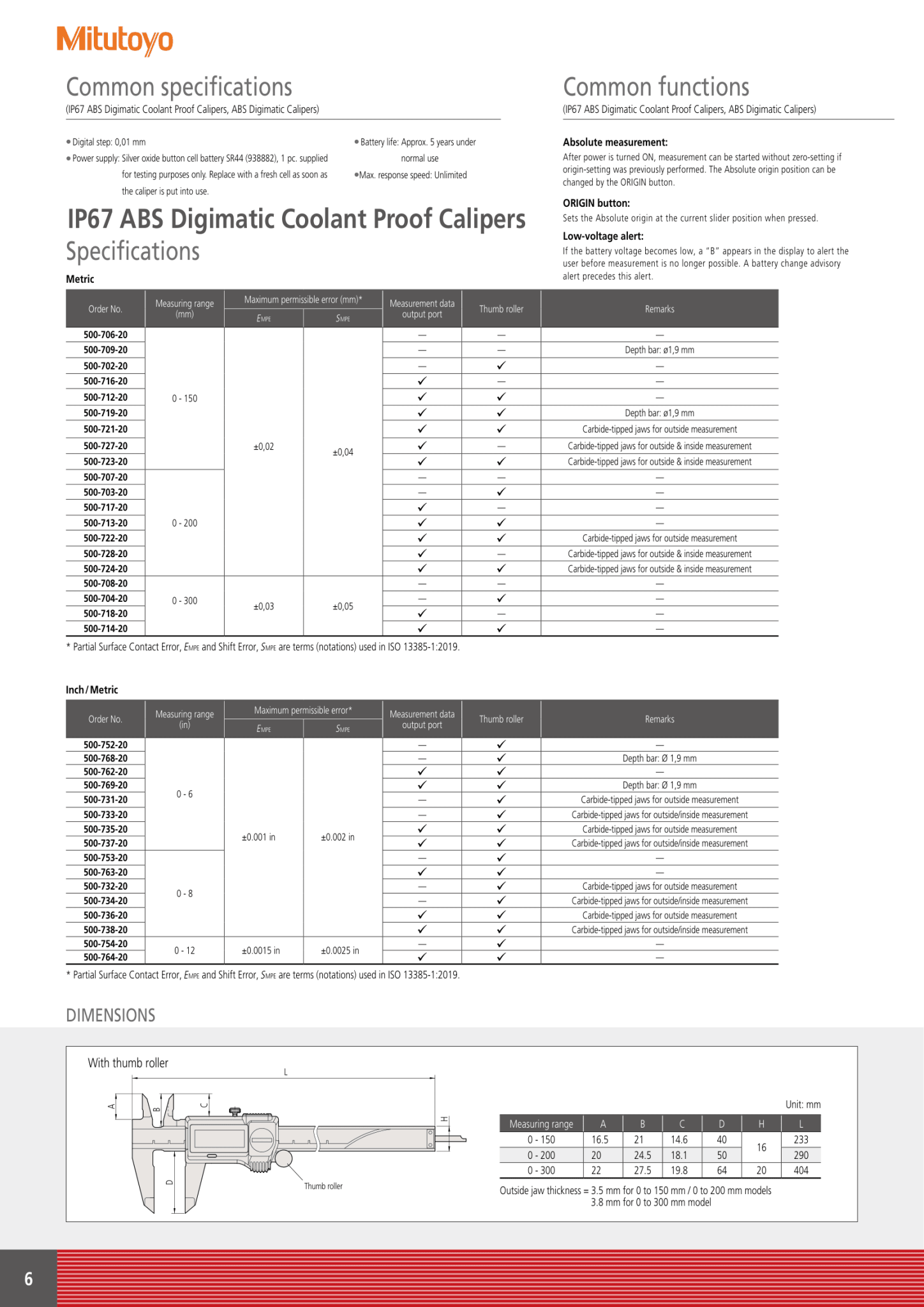 Mitutoyo IP67 Coolant Proof Digital Caliper 0-150mm Mitutoyo Series 500-712-20 (CD-P15M) - Twin Eagle Imports