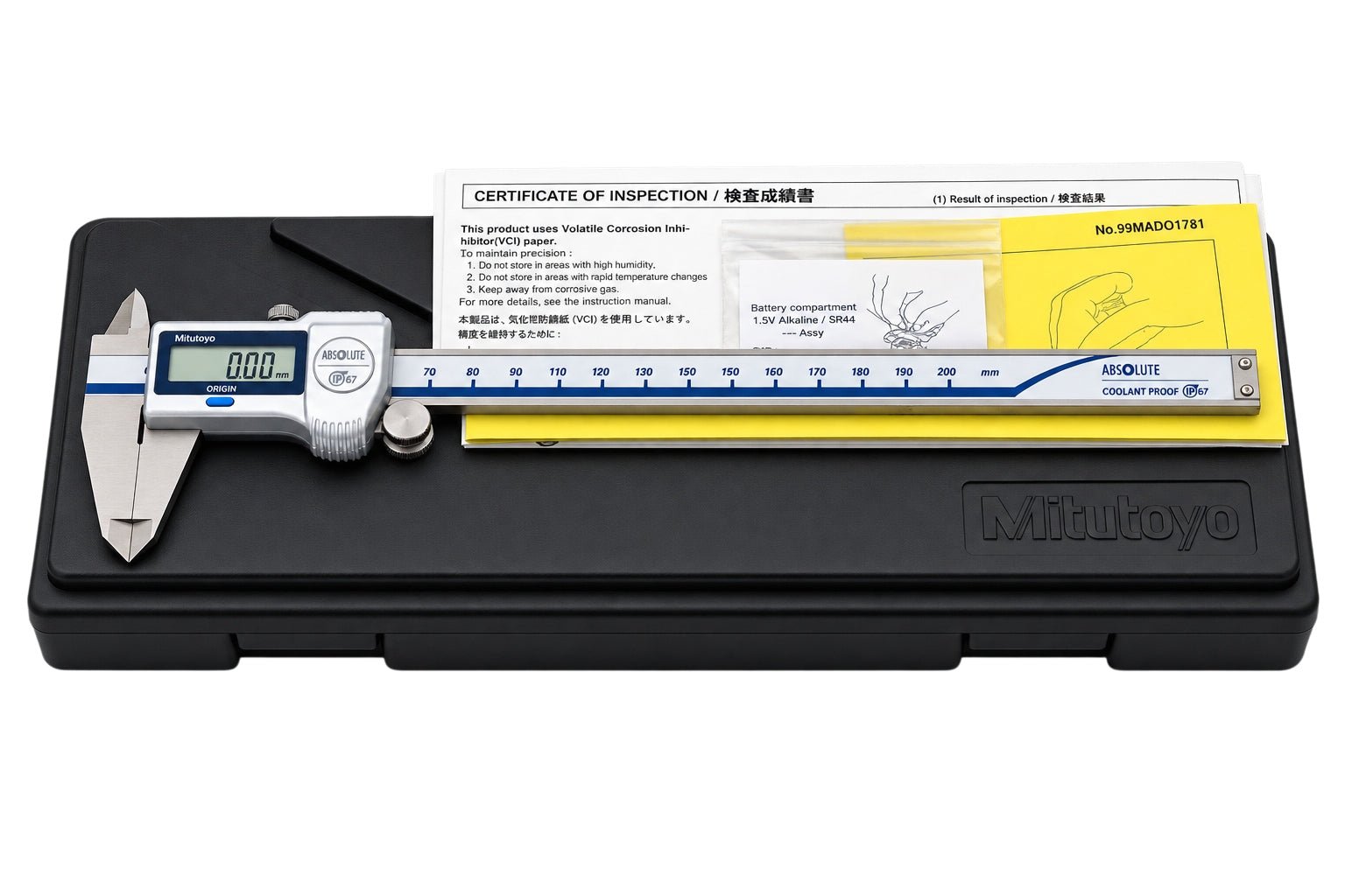 Mitutoyo IP67 Coolant Proof Digital Caliper 0-200mm Mitutoyo Series 500-713-20 (CD-P20M) - Twin Eagle Imports