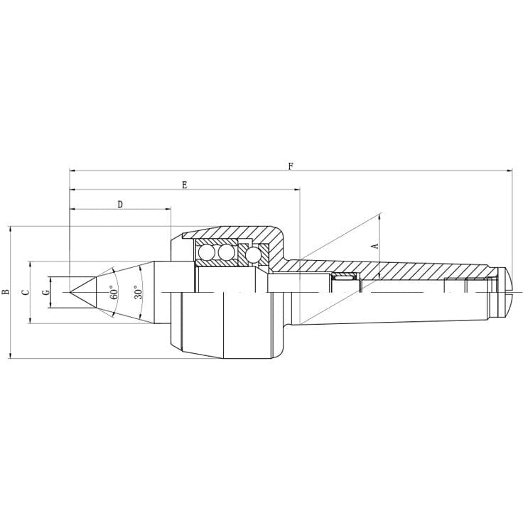 Morse Taper 2 Extended Nose High Speed Live Centre - Twin Eagle Imports