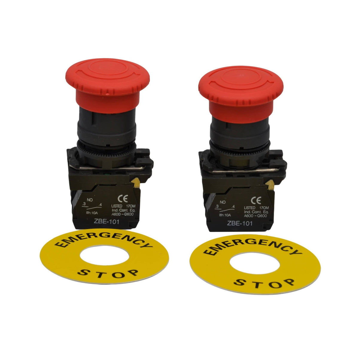 Mushroom head pushbutton Emergency Stop NC NO Switch Electrical 12V 24V TB5-AS545 - Twin Eagle Imports
