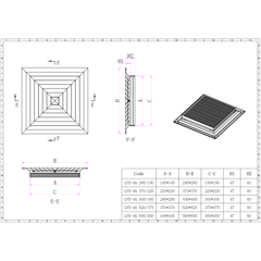 Pack of 4 Ductsure White Aluminium Vent Grille Square Slat (595x595mm) - Twin Eagle Imports