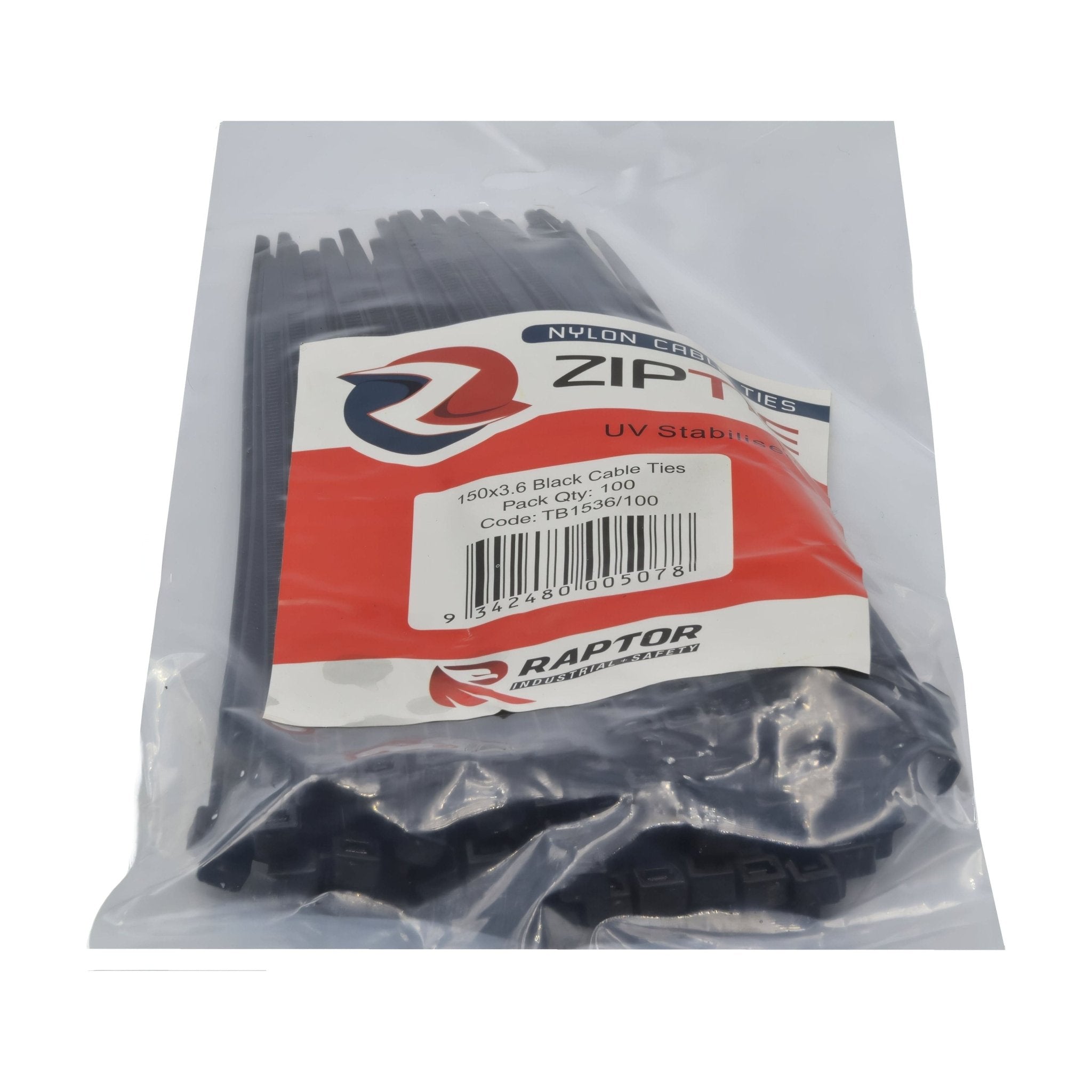RAPTOR Black 150mm x 3.6mm Medium Duty Cable Ties, 100 Pack - Twin Eagle Imports
