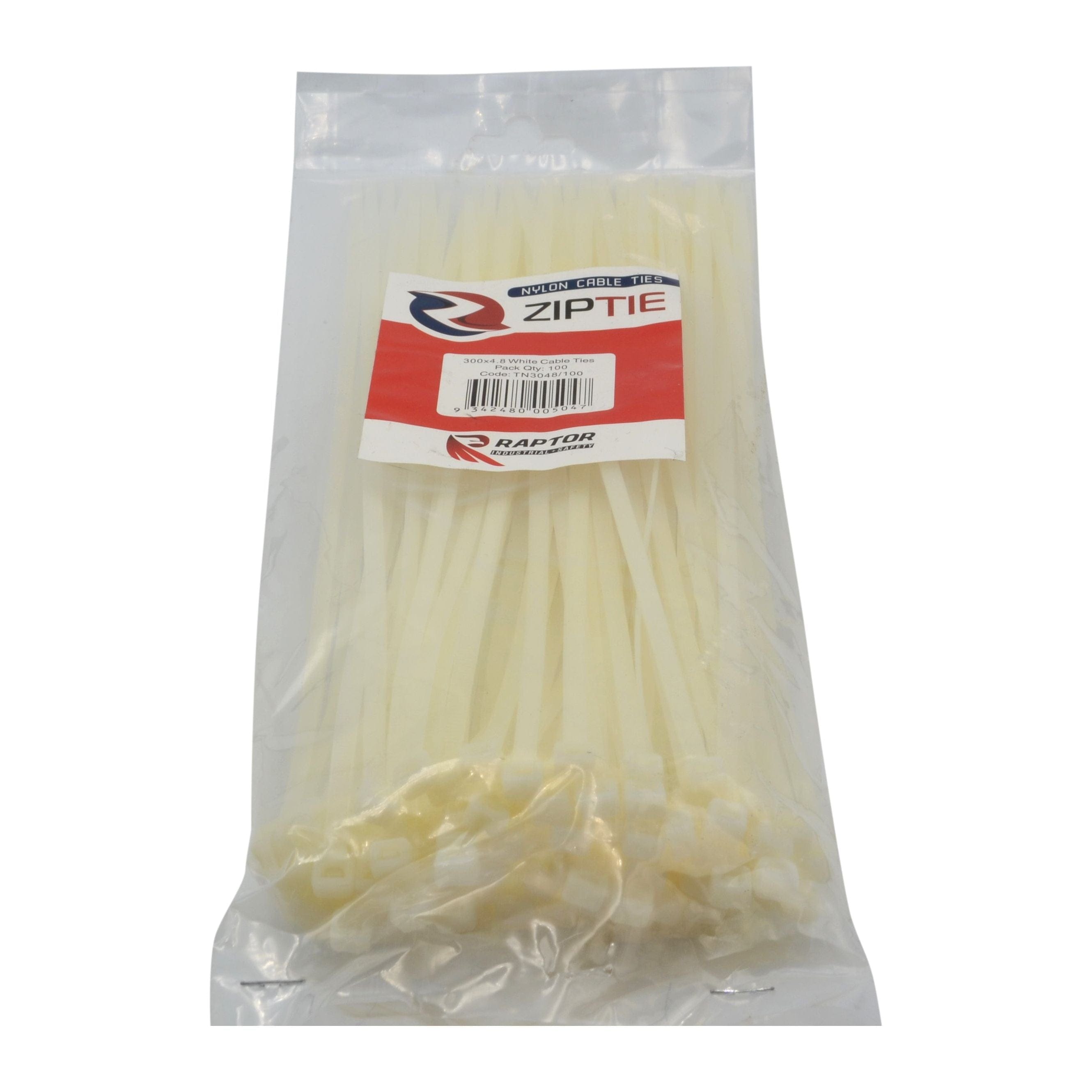 Raptor Cable Tie RAPTOR White 300mm x 4.8mm Medium Duty Cable Ties, 100 Pack