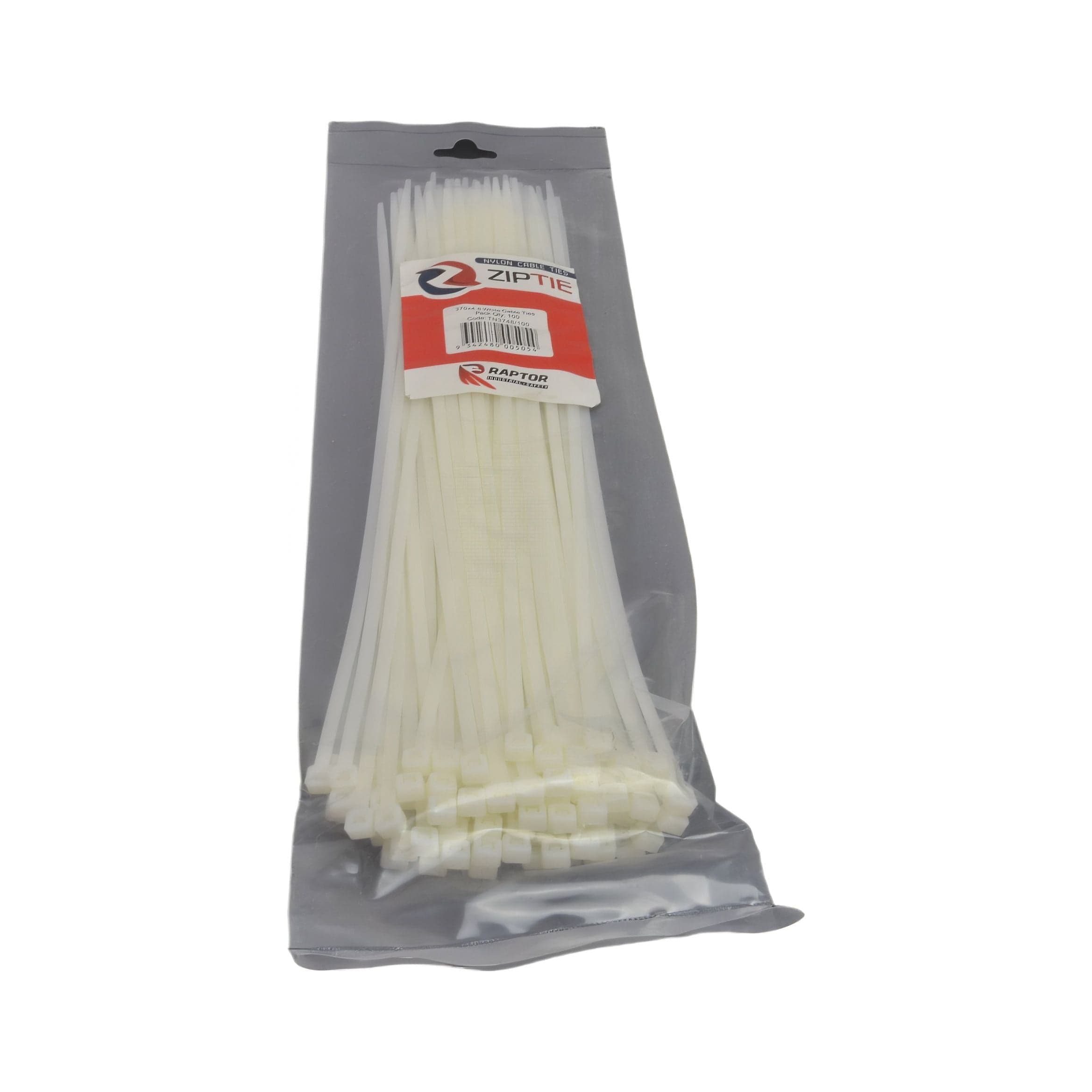 Raptor Cable Tie RAPTOR White 370mm x 4.8mm Medium Duty Cable Ties, 100 Pack