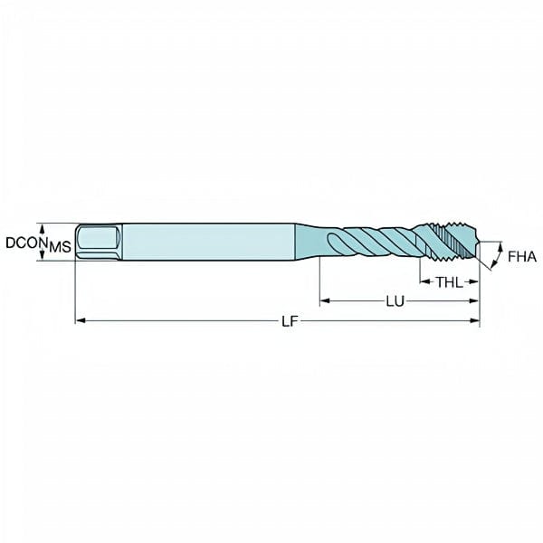 Sandvik HSS-E Blue Spiral Flute PVD FeN coated Tap M3 x 0.5, DIN 371 Reinforced Shank - Twin Eagle Imports