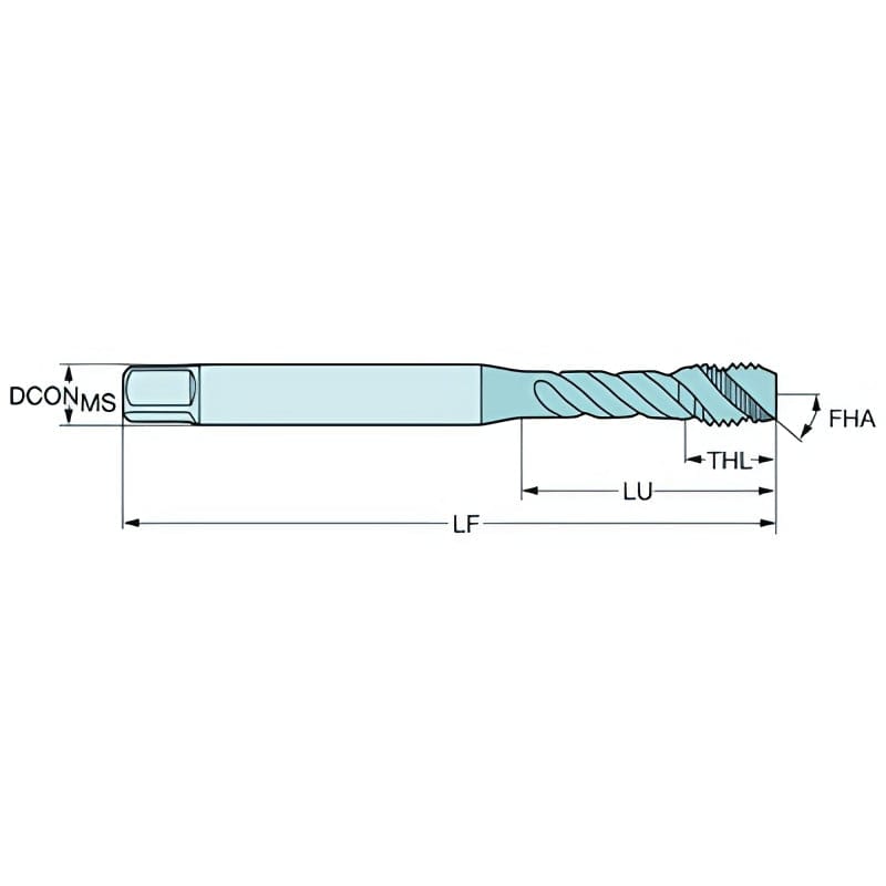 Sandvik HSS-PM Blue Spiral Flute PVD FeN coated Tap 1/4" UNC, DIN 2184-1 Short Body - Twin Eagle Imports