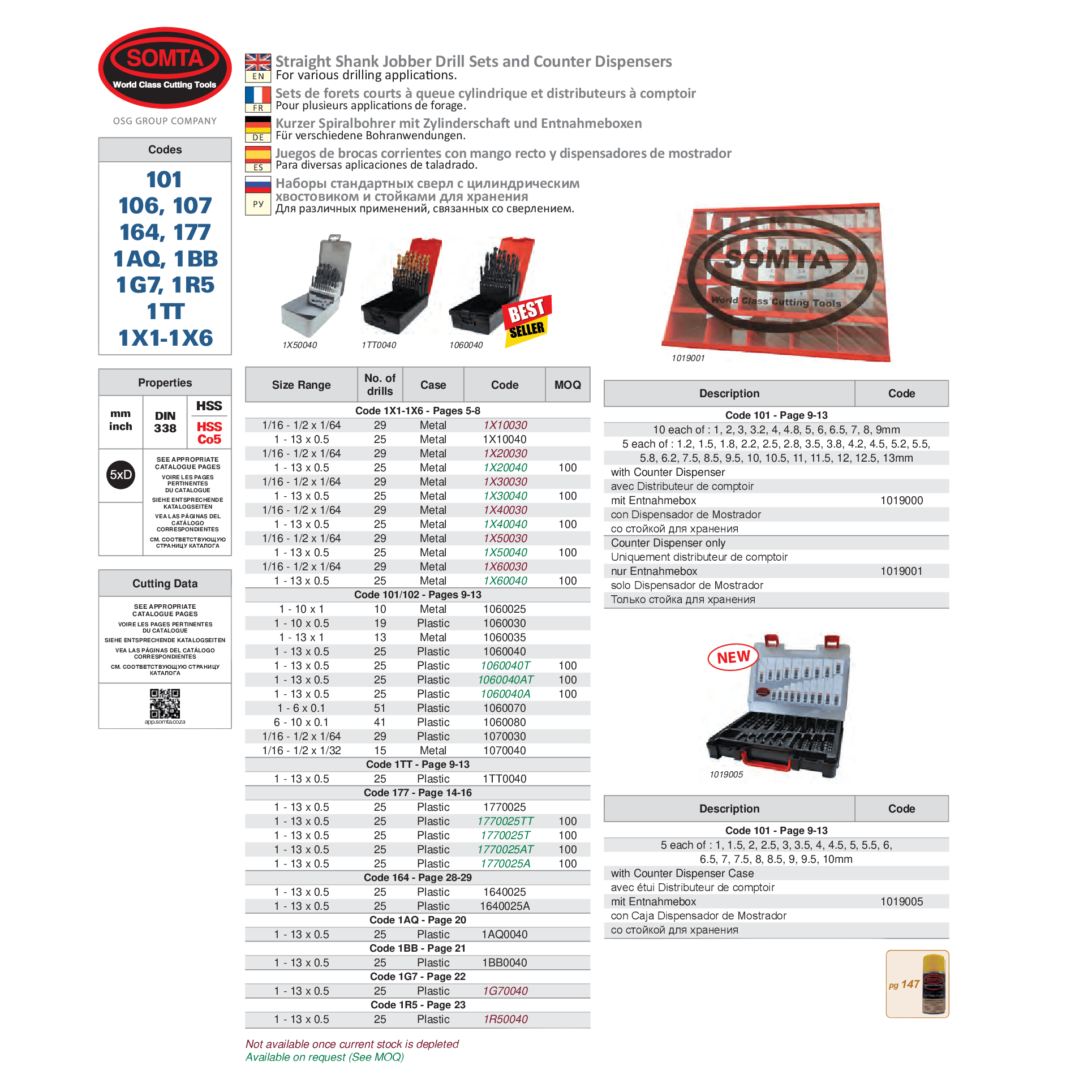 SOMTA DRILLS Somta Series 106 – 1-10 X 1MM Jobber Drill Set Cased