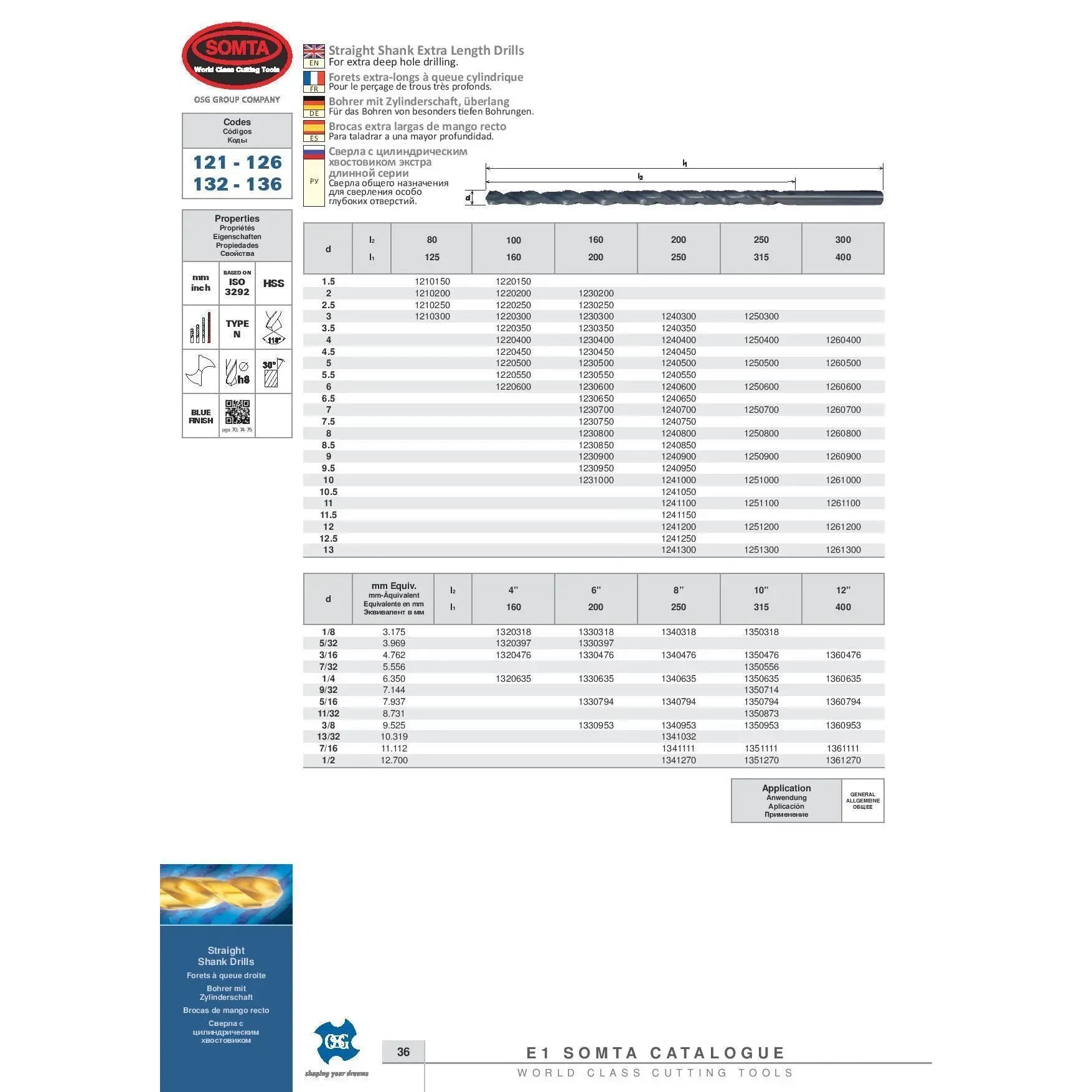 SOMTA DRILLS Somta Series 132 – 1/4" HSS Extra Length Straight Shank Drill