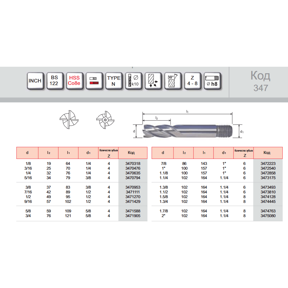 SOMTA Manufacturing Somta 4 Flute 1/2 HSS-Co8 Multi-Purpose End Mill