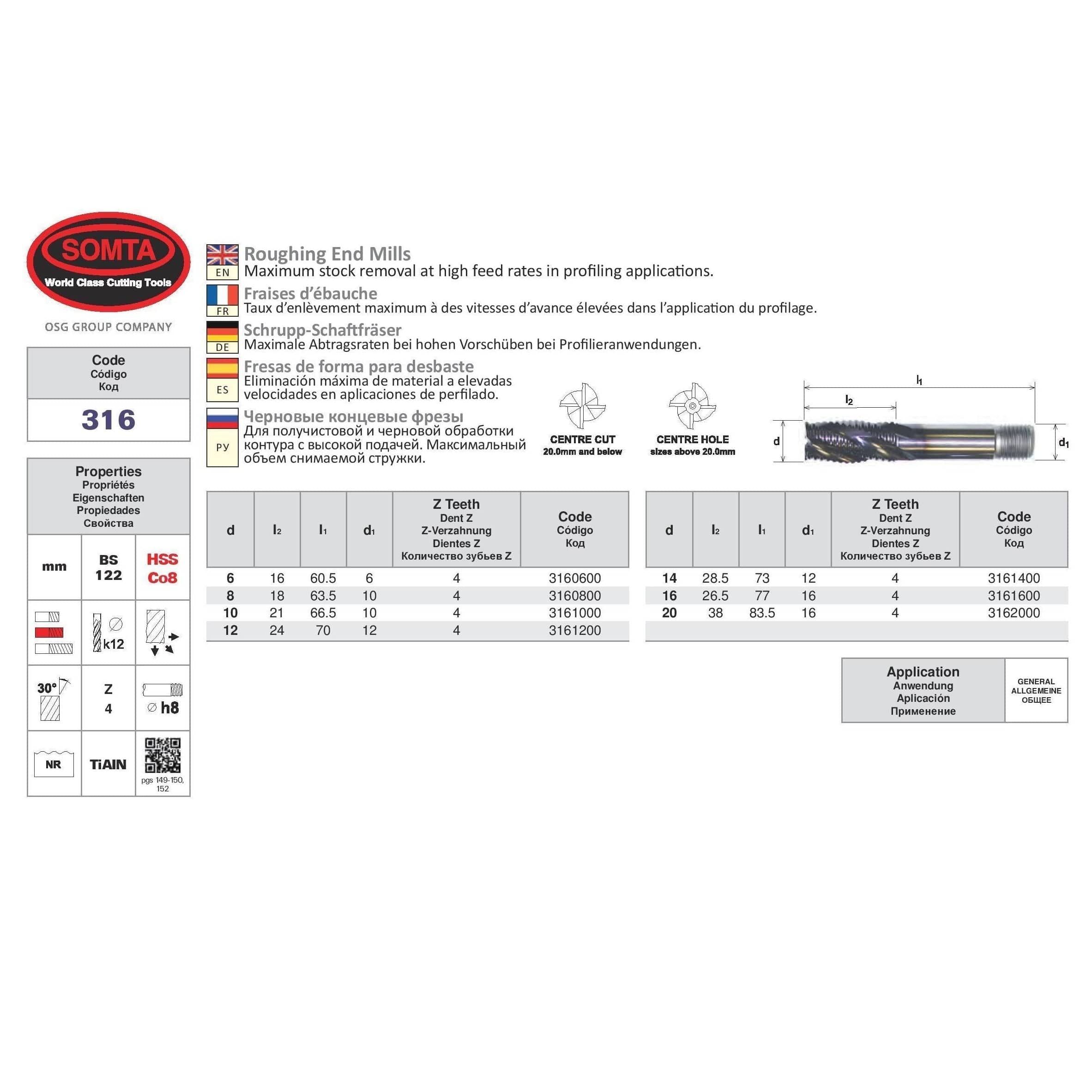 SOMTA Manufacturing Somta Multi Flute 6mm HSS-Co8 Multi-Purpose Roughing End Mill