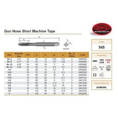SOMTA Manufacturing Somta Series 545 - HSSE Gun Nose Spiral Point Short Machine Taps UNC 5/8" x 11 TPI