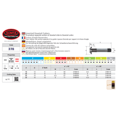 SOMTA MILLING CUTTERS Somta Series 378 – 16MM x 45 Deg HSS-Co Inverted Dovetail Cutter