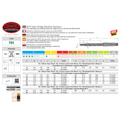 SOMTA REAMERS Somta Series 721 – 13mm HSS Taper Bridge Reamer MT2