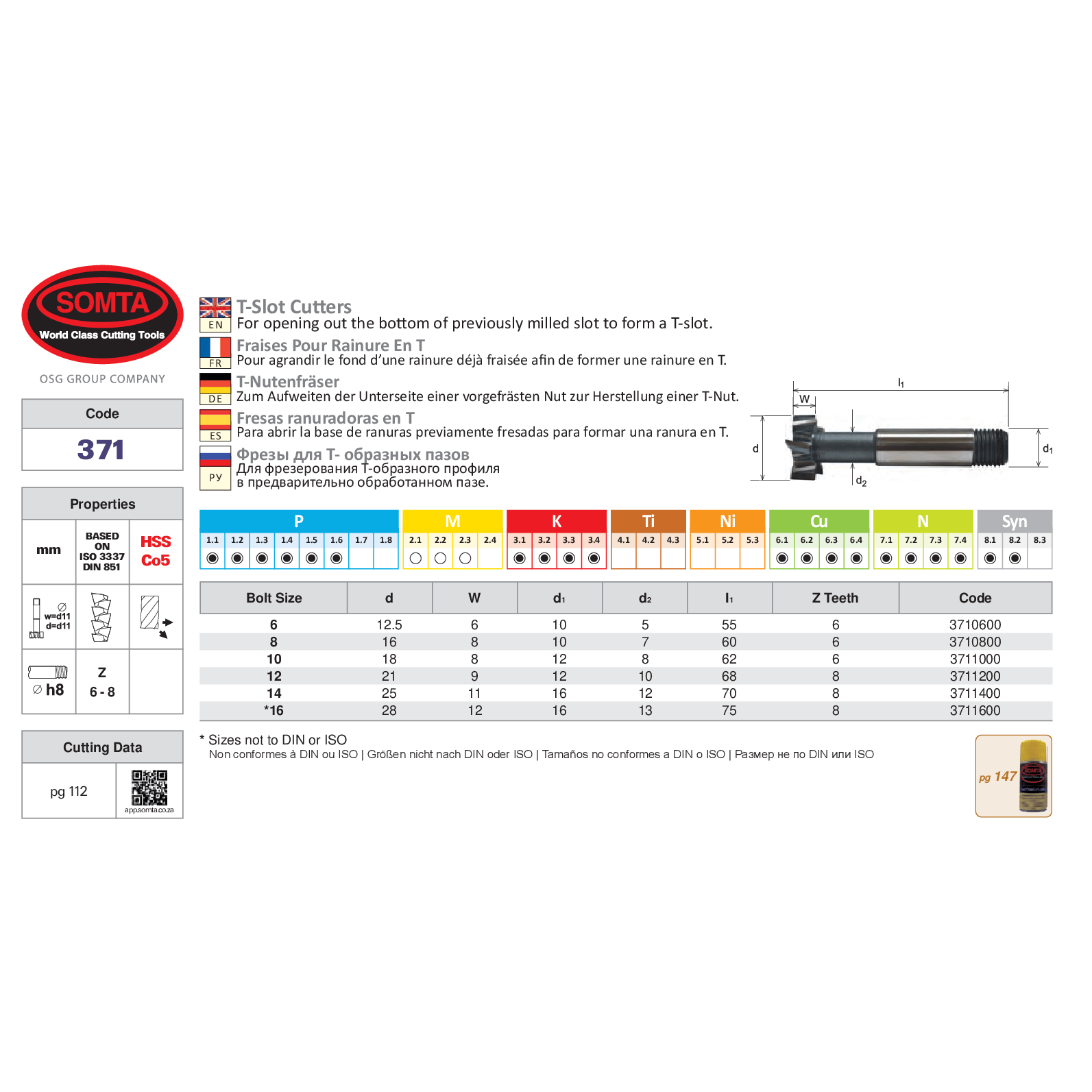 Somta Series 371 – 12.0 mm HSS-Co5 T-Slot Cutter - Twin Eagle Imports