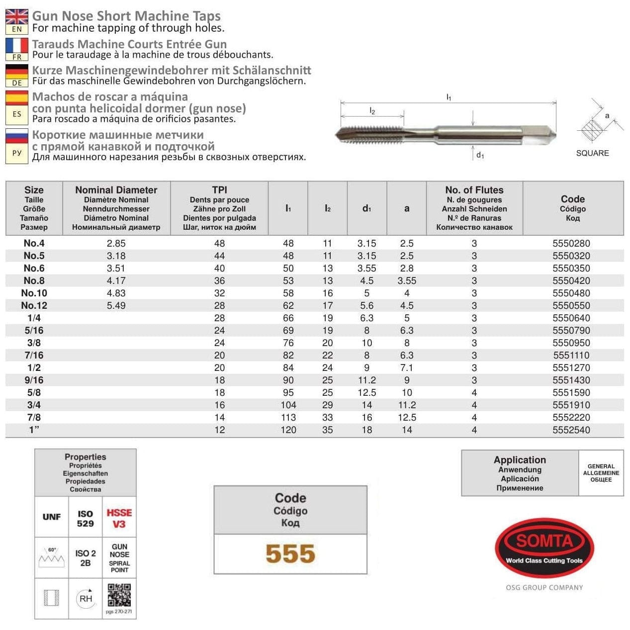 Somta Series 555 - HSSE-V Gun Nose Tap UNF No.10 (Standard) - Twin Eagle Imports
