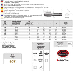 SOMTA - Series 907 Carbon Steel BSPF Tap 1" Taper (Parallel Form) - Twin Eagle Imports