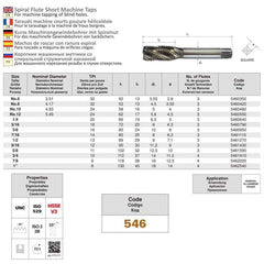 SOMTA Taps & Dies Somta Series 546 - HSS Spiral Flute Tap UNC 1/4" (Standard)