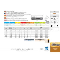 SOMTA TAPS Somta Series 581 – 3/4" HSS NPS Parallel Pipe Tap Bottom