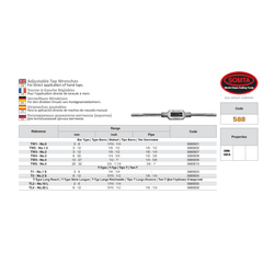 SOMTA TAPS Somta Series 588 – TW4-No.3 (1/4-3/4")  HSS Adjustable Tap Wrench