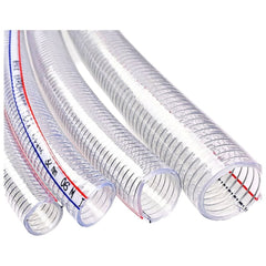 TEI Fluid Hose Wire Reinforced Clear Flexible PVC Hose ID 1/2''(13mm), 100m/roll