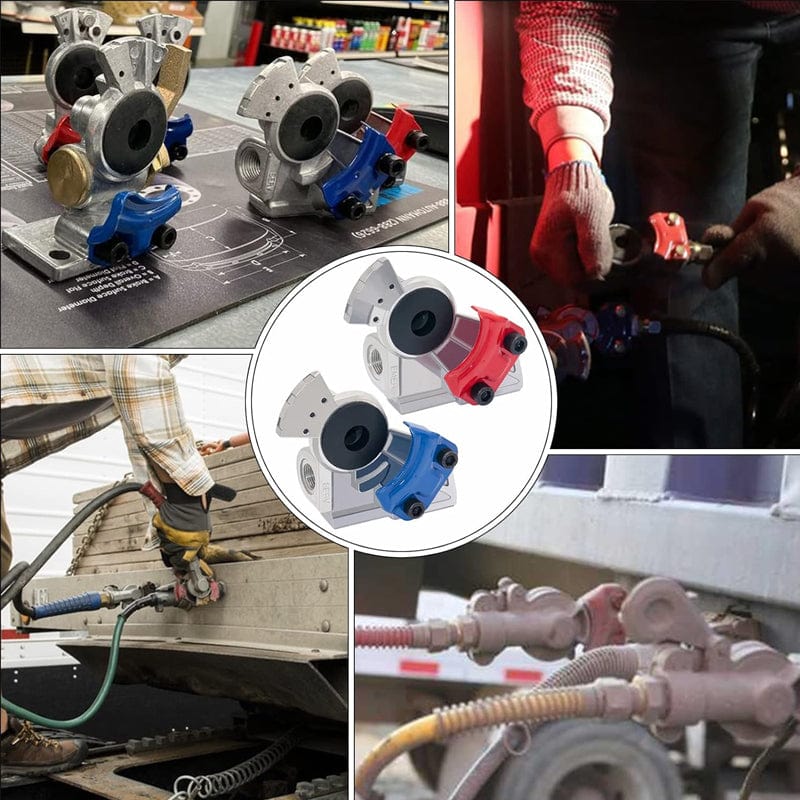 TEI Gladhand and Accessories 1 Pair 37° Gladhand Set – Red & Blue Aluminum Hose Couplers , 3/8” NPT | SAE