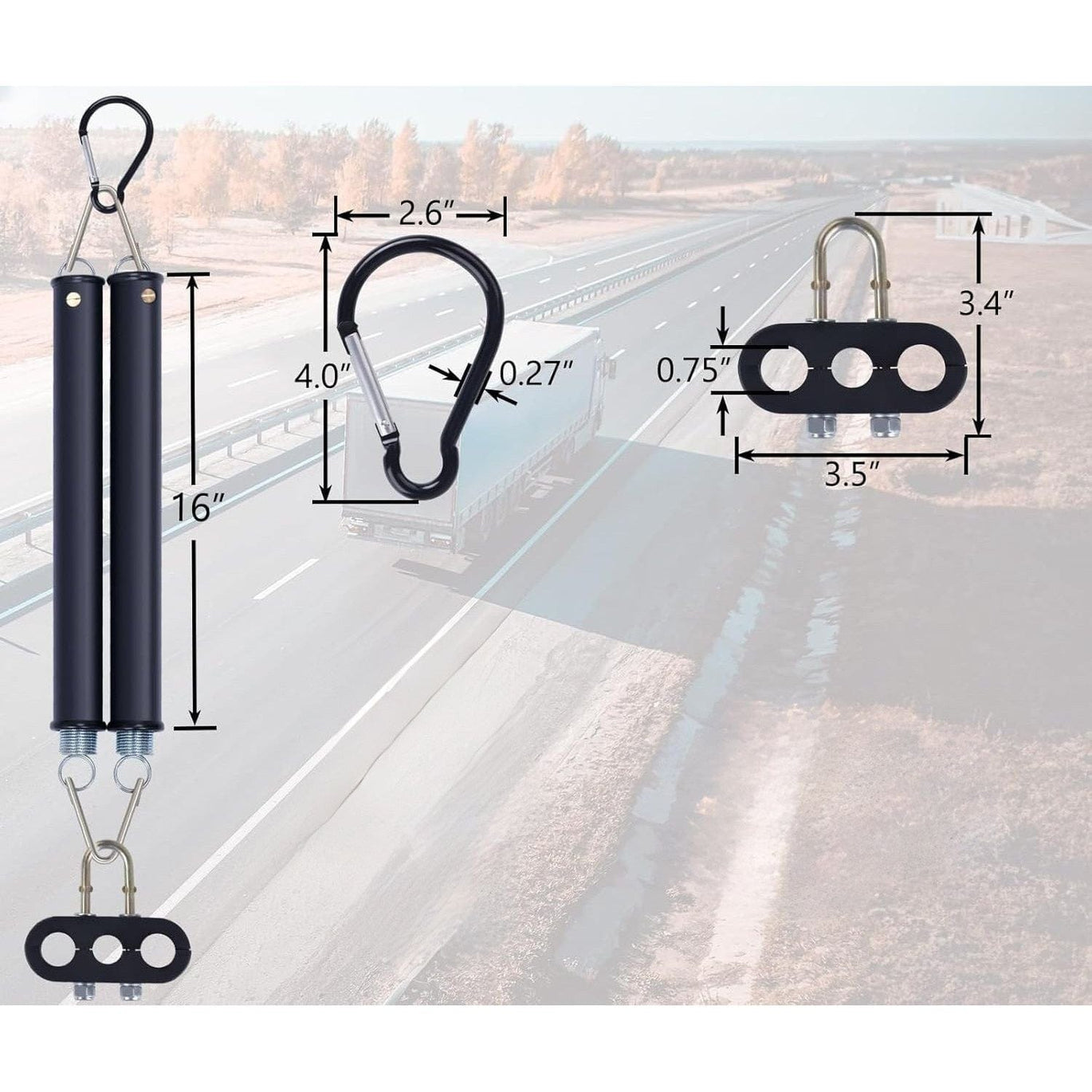 TEI Truck Electrical 16" Dual Tender Spring Kit with 3-in-1 Air Lines Holder